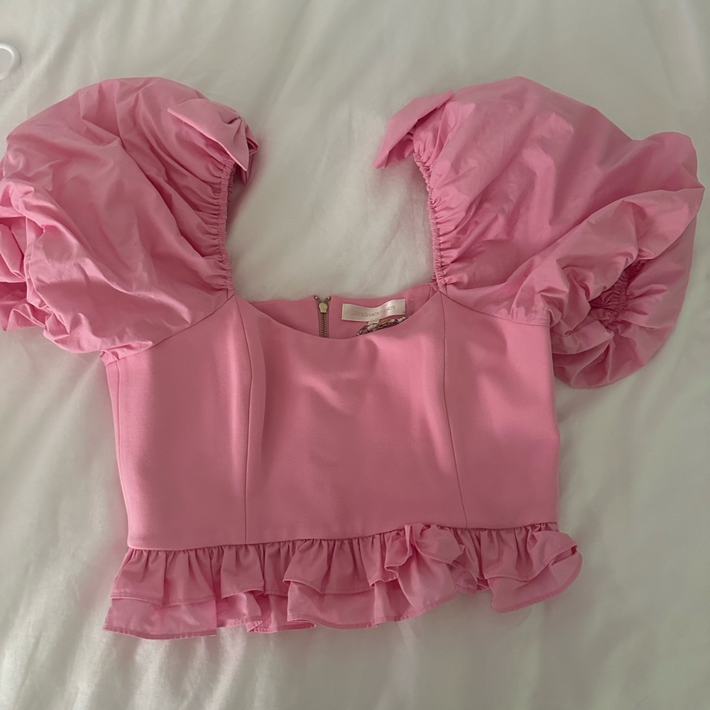 LoveShackFancy Pink Crop Top - Picture 3 of 5